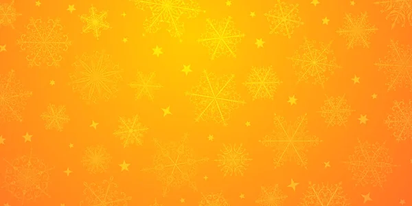 Weihnachten Hintergrund Der Schönen Komplexen Schneeflocken Gelben Farben Winterillustration Mit — Stockvektor