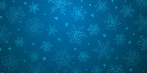 Mavi Renkli Güzel Kar Tanelerinin Noel Arkaplanı Yağan Karlı Kış — Stok Vektör
