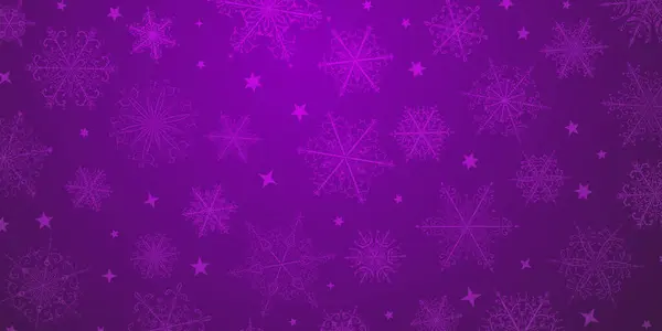 Vánoční Pozadí Krásné Komplexní Sněhové Vločky Fialových Barvách Zimní Ilustrace — Stockový vektor