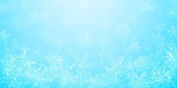 Christmas Background Beautiful Complex Snowflakes Light Blue Colors Winter Illustration — Stockvektor