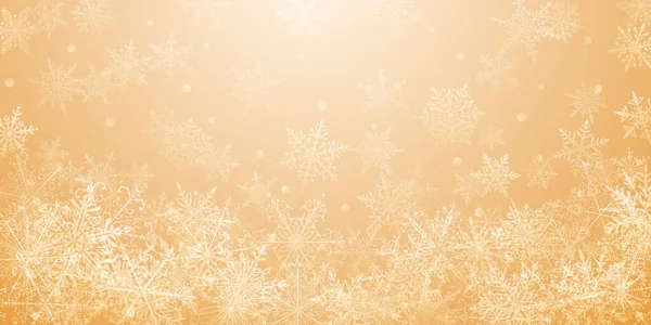 Boże Narodzenie Tło Piękne Złożone Płatki Śniegu Żółtych Kolorach Zima — Wektor stockowy