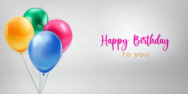Slavnostní Narozeniny Ilustrace Partou Barevných Helium Balónky Nápis Happy Birthday — Stockový vektor
