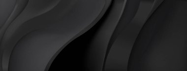 Siyah renkli dalgalı katları olan soyut arkaplan