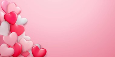 Bir sürü kırmızı ve pembe kalpli sevgililer günü illüstrasyonu