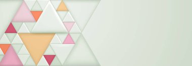 Küçük renkli üçgenler ve beyaz üzerinde birkaç büyük üçgen şekilli soyut arkaplan