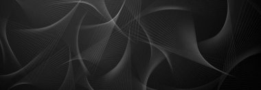 Siyah arkaplandaki çizgilerden oluşan spirograf figürleriyle soyut illüstrasyon