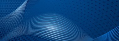 Yarım ton noktalardan ve mavi renkli ince eğri çizgilerden oluşan soyut arkaplan