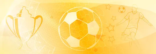 Piłka Nożna Tematyczne Tło Odcieniach Żółtych Abstrakcyjnymi Oczkami Kropkami Symbolami — Wektor stockowy