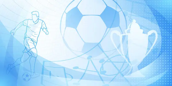 Voetbal Thema Achtergrond Blauwe Tinten Met Abstracte Punten Bochten Met Stockillustratie