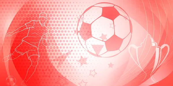 Voetbal Thema Achtergrond Rode Tinten Met Abstracte Stippen Lijnen Bochten Vectorbeelden