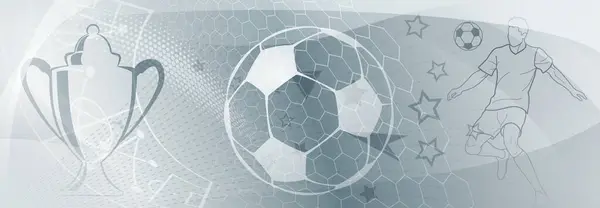Futbol Temalı Arka Plan Futbol Oyuncusu Kupa Top Gibi Spor Stok Illüstrasyon