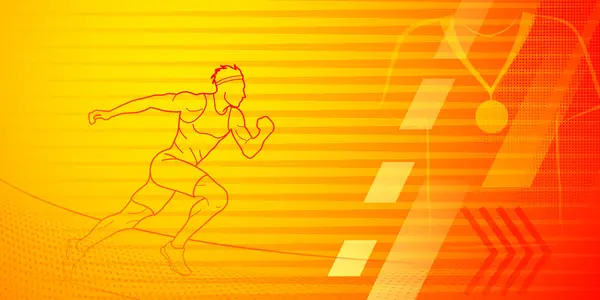Runner Themed Background Yellow Red Tones Abstract Lines Dots Sport Ilustración De Stock