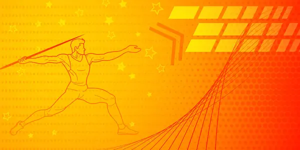 Javelin Thrower Themed Background Yellow Red Tones Abstract Lines Dots Ilustración De Stock