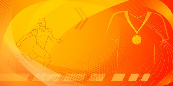 Runner Themed Background Orange Red Tones Abstract Curves Dots Sport Ilustrações De Bancos De Imagens Sem Royalties