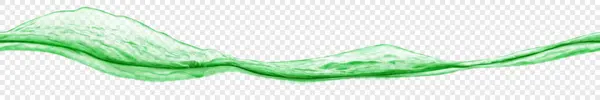 Довга Прозора Хвиля Води Зеленого Кольору Безшовним Горизонтальним Повторенням Ізольована — стоковий вектор