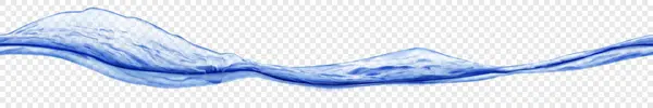 Довга Прозора Хвиля Води Синього Кольору Безшовним Горизонтальним Повторенням Ізольована — стоковий вектор
