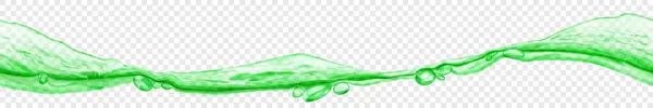 Довга Прозора Водна Хвиля Повітряними Бульбашками Зеленого Кольору Безшовним Горизонтальним — стоковий вектор