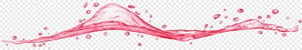 Длинная Полупрозрачная Волна Воды Капельками Красного Цвета Изолированная Прозрачном Фоне Стоковая Иллюстрация