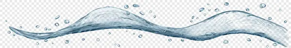 Длинная Полупрозрачная Водная Волна Поток Капельками Серых Тонах Изолированные Прозрачном Лицензионные Стоковые Иллюстрации