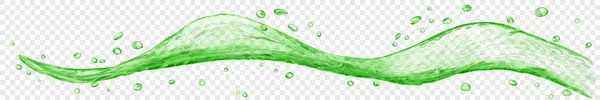 Длинная Полупрозрачная Водяная Волна Поток Капельками Зеленого Цвета Изолированные Прозрачном Стоковый вектор