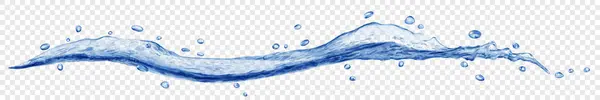 Μακρύ Ημιδιαφανές Κυρτό Κύμα Νερού Μπλε Χρώμα Μικρές Σταγόνες Απομονωμένο Διανυσματικά Γραφικά