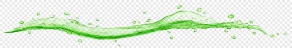 Μακρύ Ημιδιαφανές Κυρτό Κύμα Νερού Πράσινο Χρώμα Μικρές Σταγόνες Απομονωμένο Royalty Free Διανύσματα Αρχείου