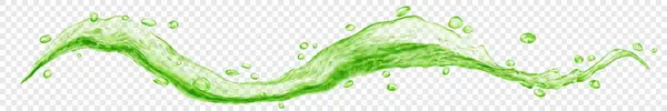 Μακρύ Ημιδιαφανές Κυρτό Κύμα Νερού Πράσινο Χρώμα Μικρές Σταγόνες Απομονωμένο Εικονογράφηση Αρχείου