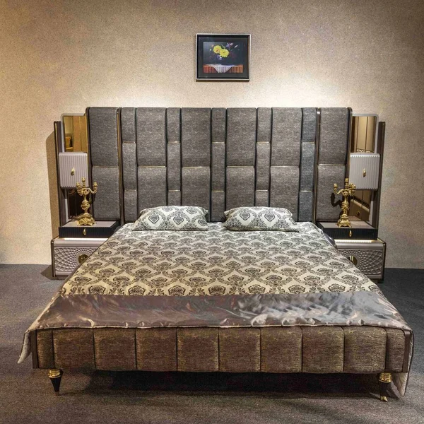 現代の寝室だ インテリアデザイン家具店 バクー アゼルバイジャン 2022 — ストック写真