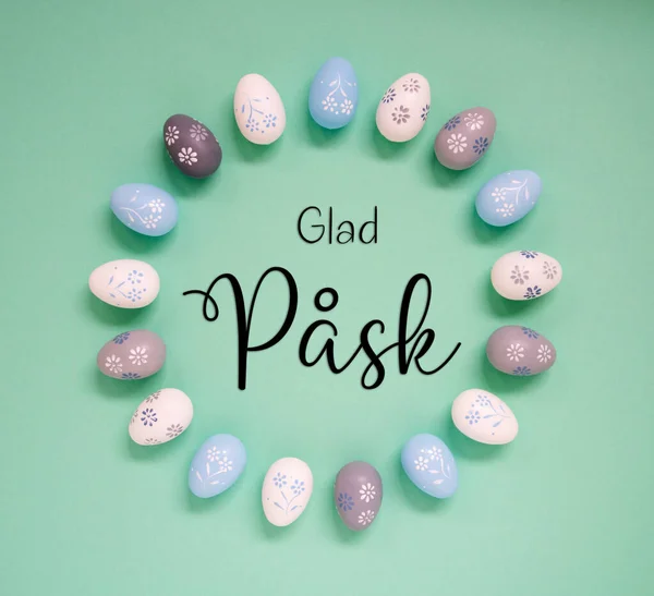 Flat Lay Swedish Text Glad Pask Significa Feliz Pascua Huevo — Foto de Stock