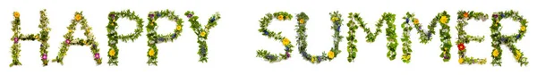 Цветущие Буквы Английского Языка Счастливого Лета Летний Весенний Сезон Цветы — стоковое фото