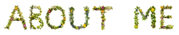 Квітучі Квіткові Листи Побудова Англійського Слова Про Мене Барвисті Весняні — стокове фото