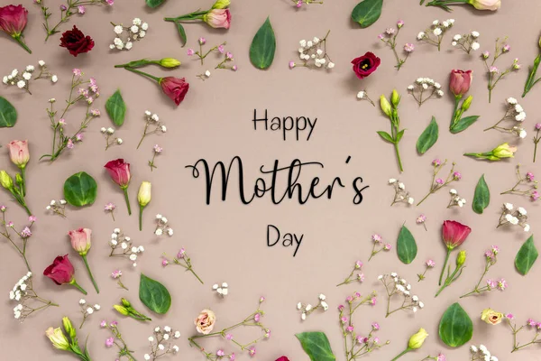 Цветочное Оформление Английским Названием Happy Mother Day Цветущие Весенние Цветы — стоковое фото