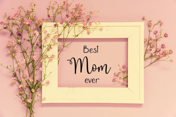 Винтажное Фото Цветочным Оформлением Ikebana Английским Названием Best Mom Ever — стоковое фото