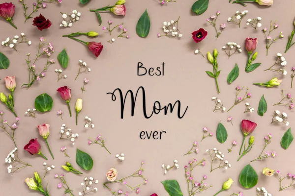 Arrangement Fleurs Avec Texte Anglais Meilleure Maman Jamais Des Fleurs — Photo