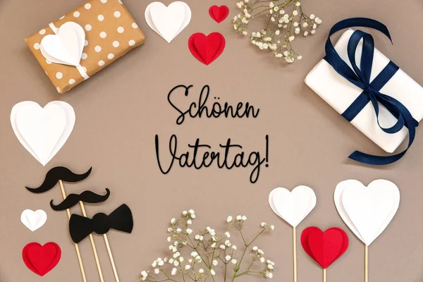Flat Lay German Text Schoener Vatertag Means Happy Fathers Day — 스톡 사진