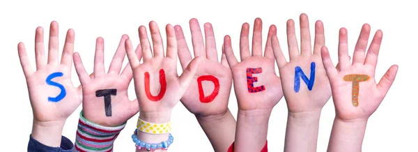 Çocuk Elleri Renkli Ngilizce Kelime Öğrencisi Zole Beyaz Arkaplan — Stok fotoğraf