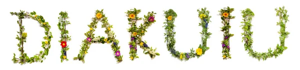 Colorful Flowers Building Ukrainian Text Diakuiu Means Thank You English — стокове фото