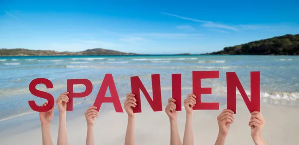 People Persons Budowanie Języka Niemieckiego Spanien Oznacza Hiszpanię Ocean Letni — Zdjęcie stockowe