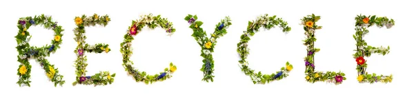 Bunte Blumen Gebäude Englischen Text Recycling Einige Grüne Und Einige — Stockfoto