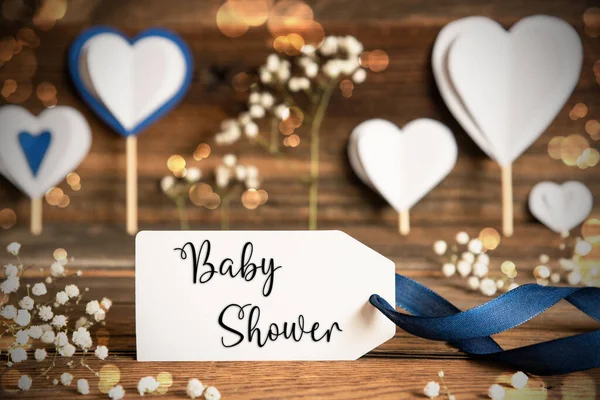 Etykieta Angielskim Tekst Baby Shower Białe Świąteczne Atmosferyczne Dekoracje Jak — Zdjęcie stockowe
