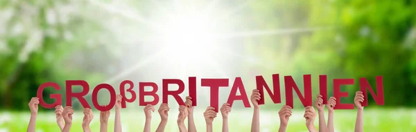 People Persons Hands Building German Word Grossbritannien Means Great Britain —  Fotos de Stock
