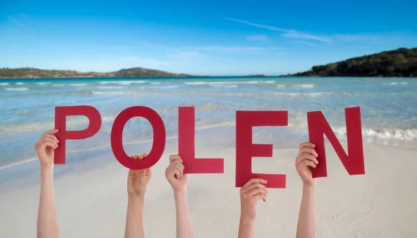 People Persons Budowanie Języka Niemieckiego Polen Oznacza Polskę Ocean Letni — Zdjęcie stockowe