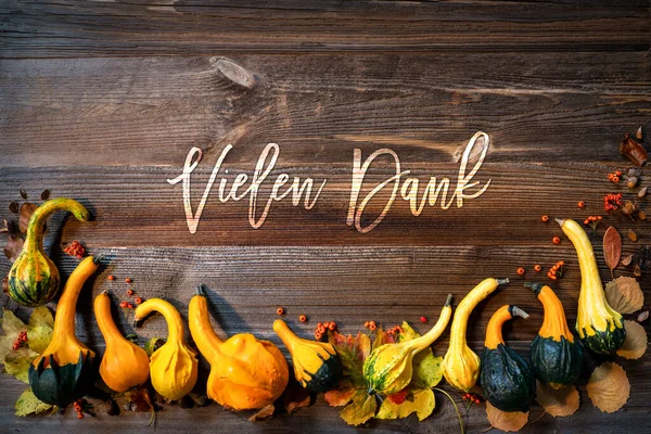 Autumn Pumpkin Decoration German Text Vielen Dank Means Thank You — Stock Photo, Image