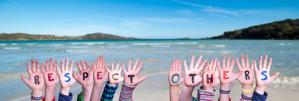 Kinder Basteln Bunte Englische Wörter Die Andere Respektieren Sommer Ozean — Stockfoto