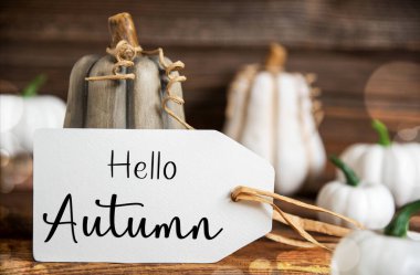 Pumpkins ile Sonbahar Dekorasyonu, Etiketli Sonbahar Dekorasyonu Merhaba Sonbahar