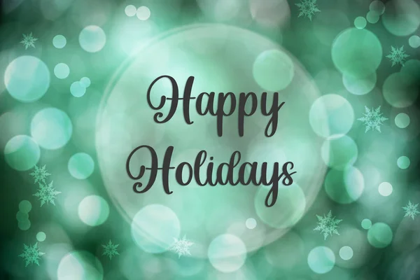 Shiny Blurry Turquoise Christmas Background Bokeh Text Happy Holidays — Stock Photo, Image