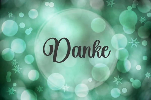 Glanzend Wazig Turquoise Kerst Achtergrond Met Bokeh Duitse Tekst Danke — Stockfoto