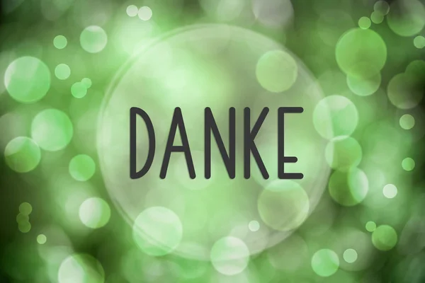 Verde Brilhante Espumante Embaçado Fundo Natal Com Texto Alemão Danke — Fotografia de Stock