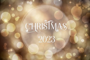Altın Noel Arkaplanı, Neşeli, Bulanık Bokeh Tatil Arkaplanı Yazılı Noel 2023