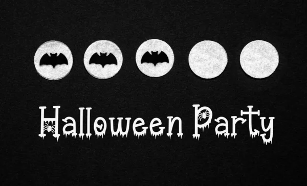 Zwarte Halloween Achtergrond Met Witte Stippen Met Vleermuizen Tekst Halloween — Stockfoto